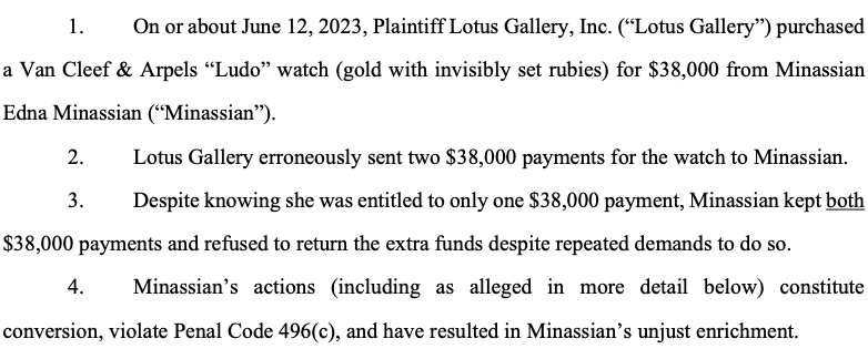 Lotus Gallery Inc vs Edna Minassian