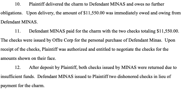 Edna Minas swindels $11,5500 from Von Gehr Luxury Consulting